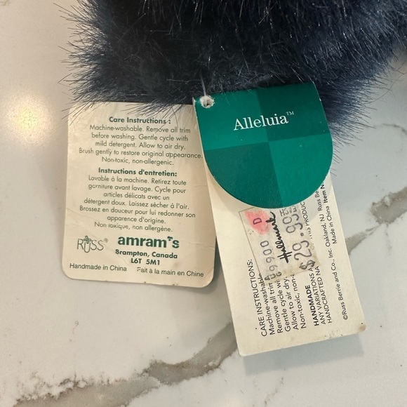 Hallmark Russ Alleluia Peace Blue Bear Vintage 15” Furry WITH TAGS with bow - Picture 6 of 7